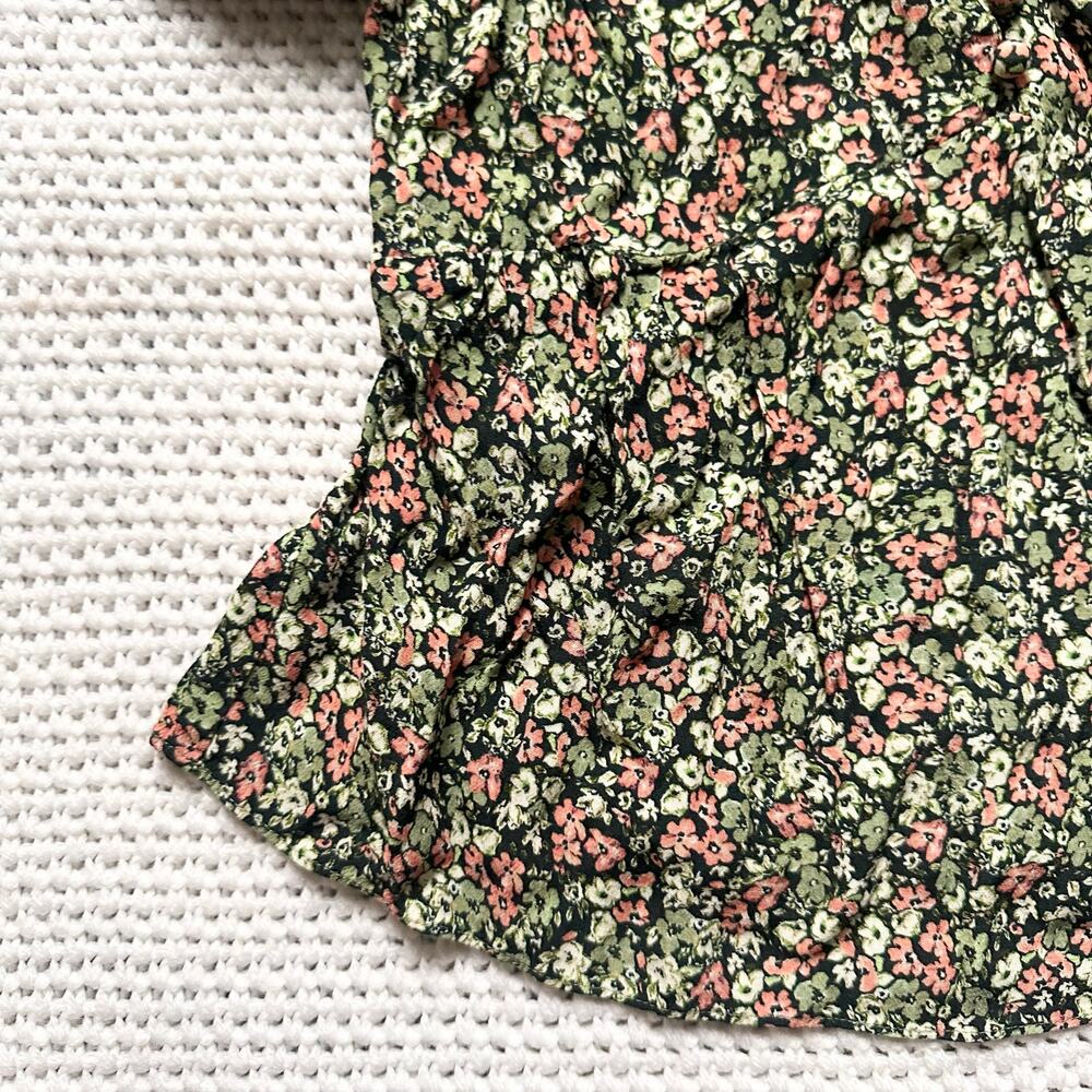 The Kooples Green Ditzy Floral Print Flutter Sleeve V Neck Peplum Flowy Top 0 - Picture 4 of 11